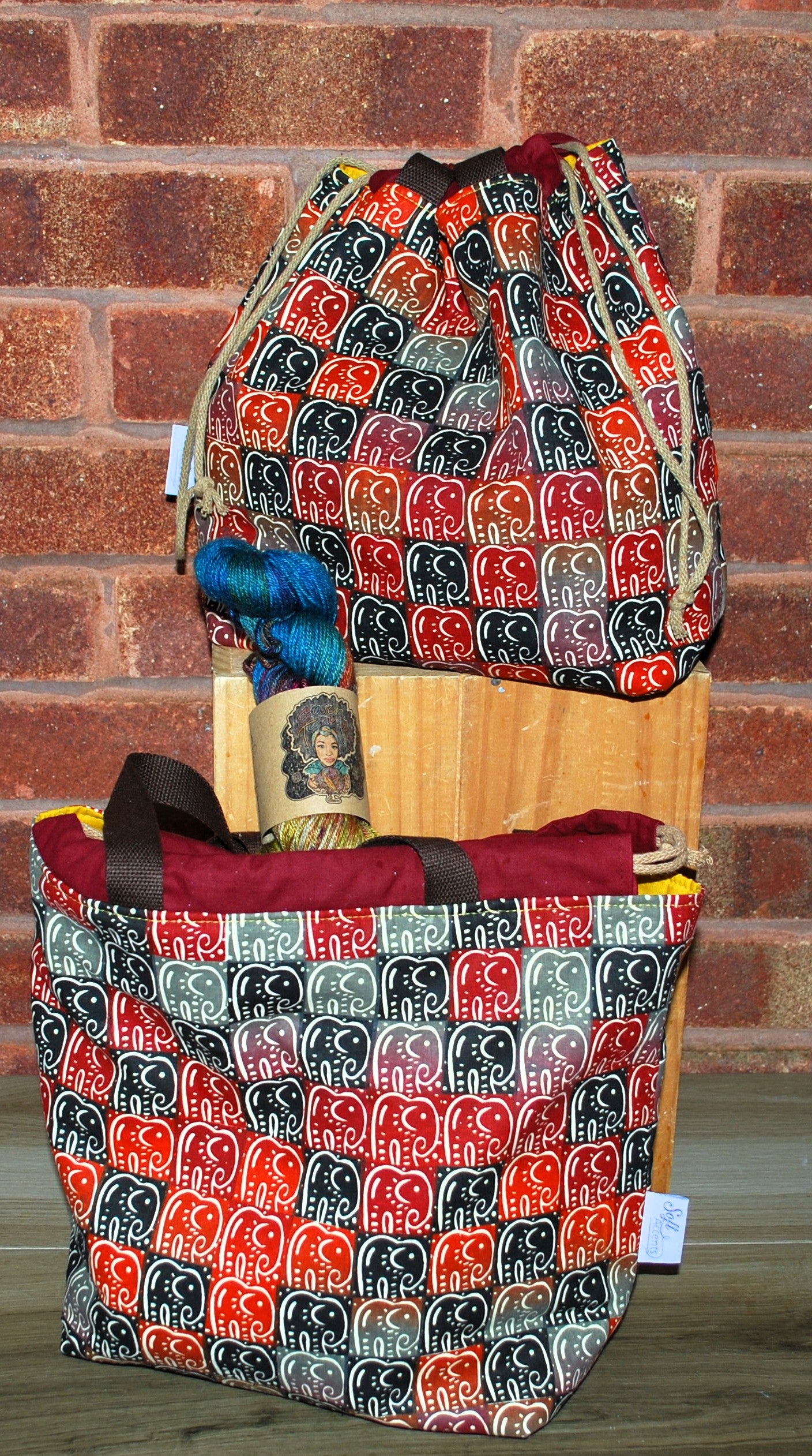 Large Colourful African Print Project Bag