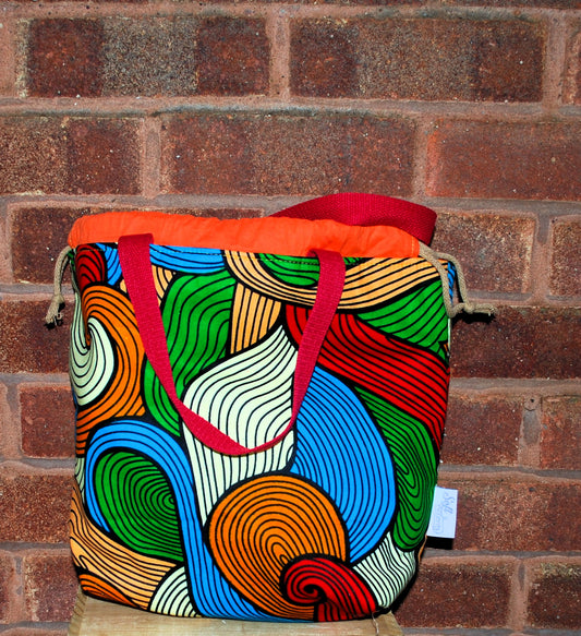 Large Colourful African Print Project Bag