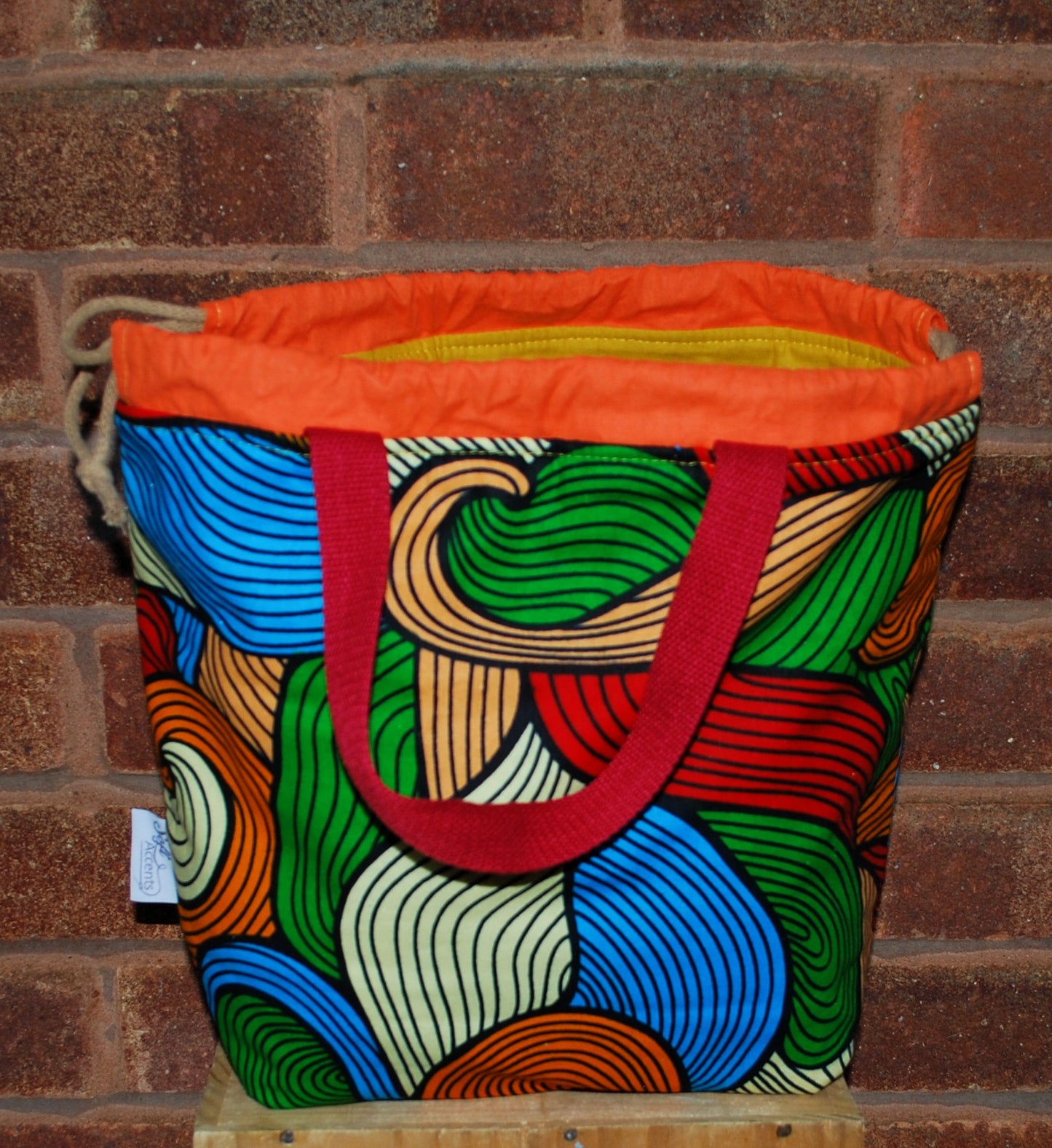 Large Colourful African Print Project Bag