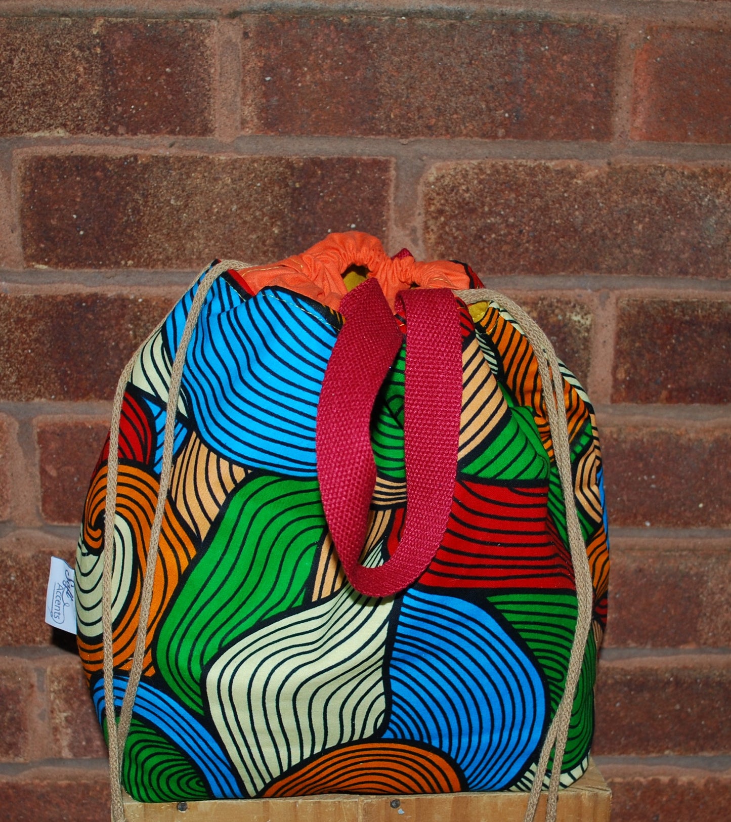 Large Colourful African Print Project Bag