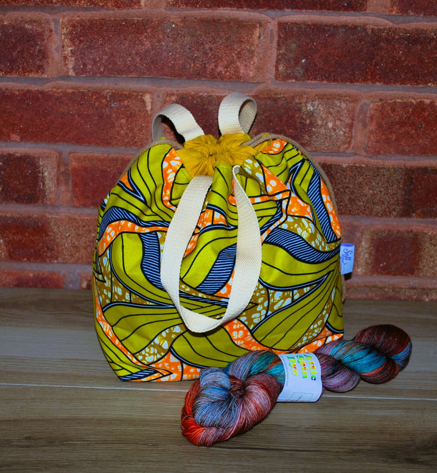 Large Colourful African Print Project Bag