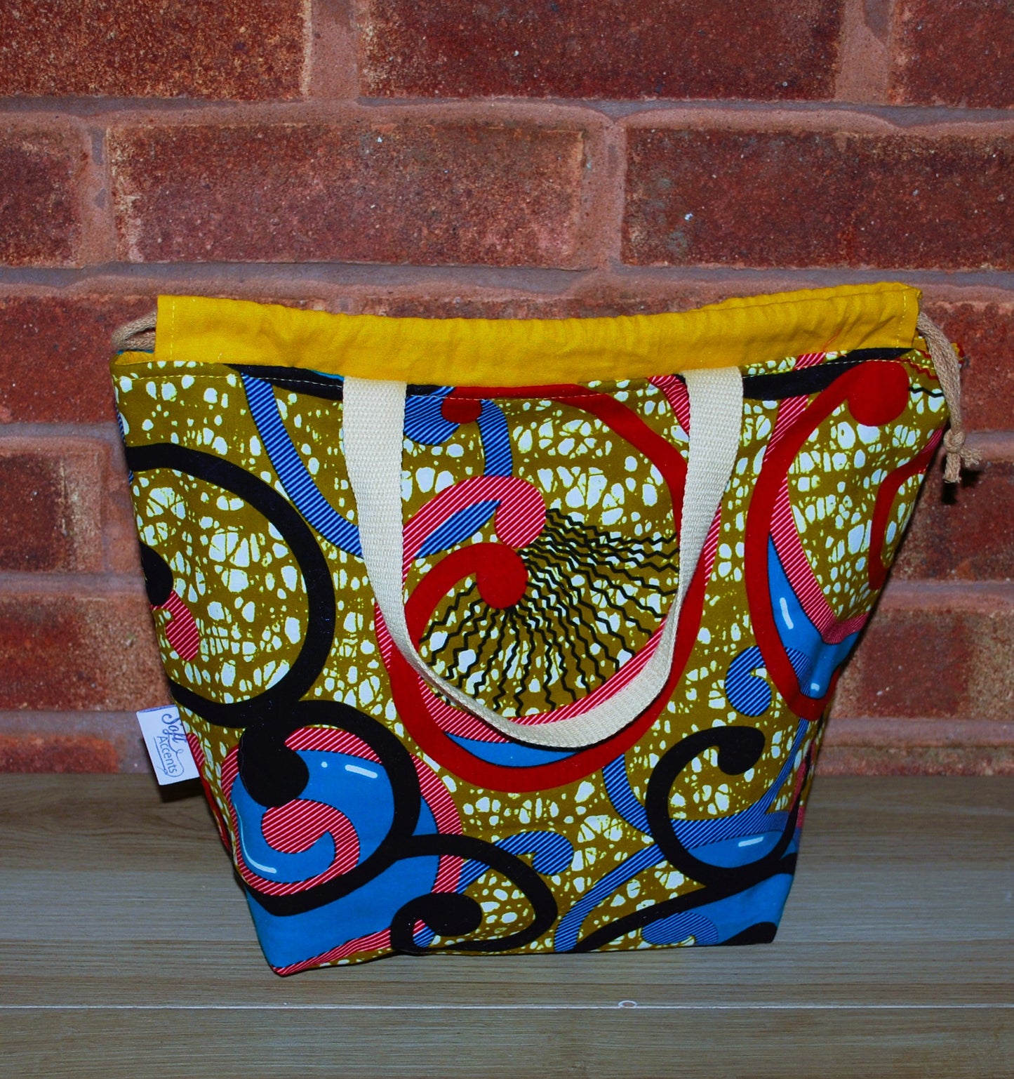 Large Colourful African Print Project Bag