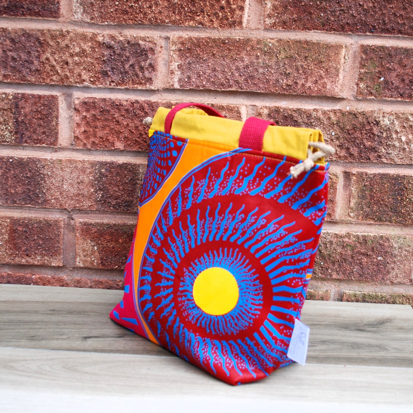 African Print Fabric Medium Farai Project Bag Yellow Orange & Red design