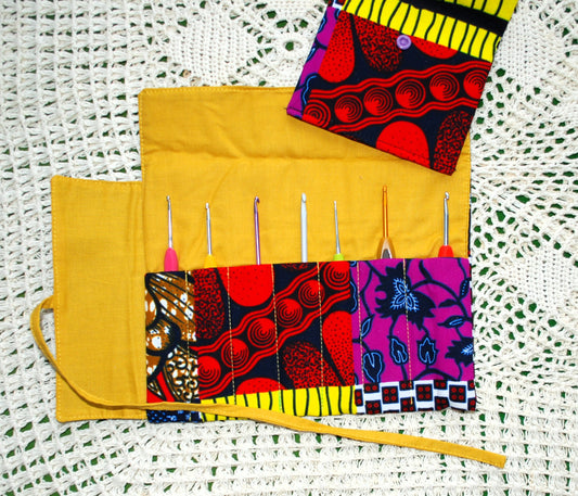 Crochet Hook Roll with notion pouch