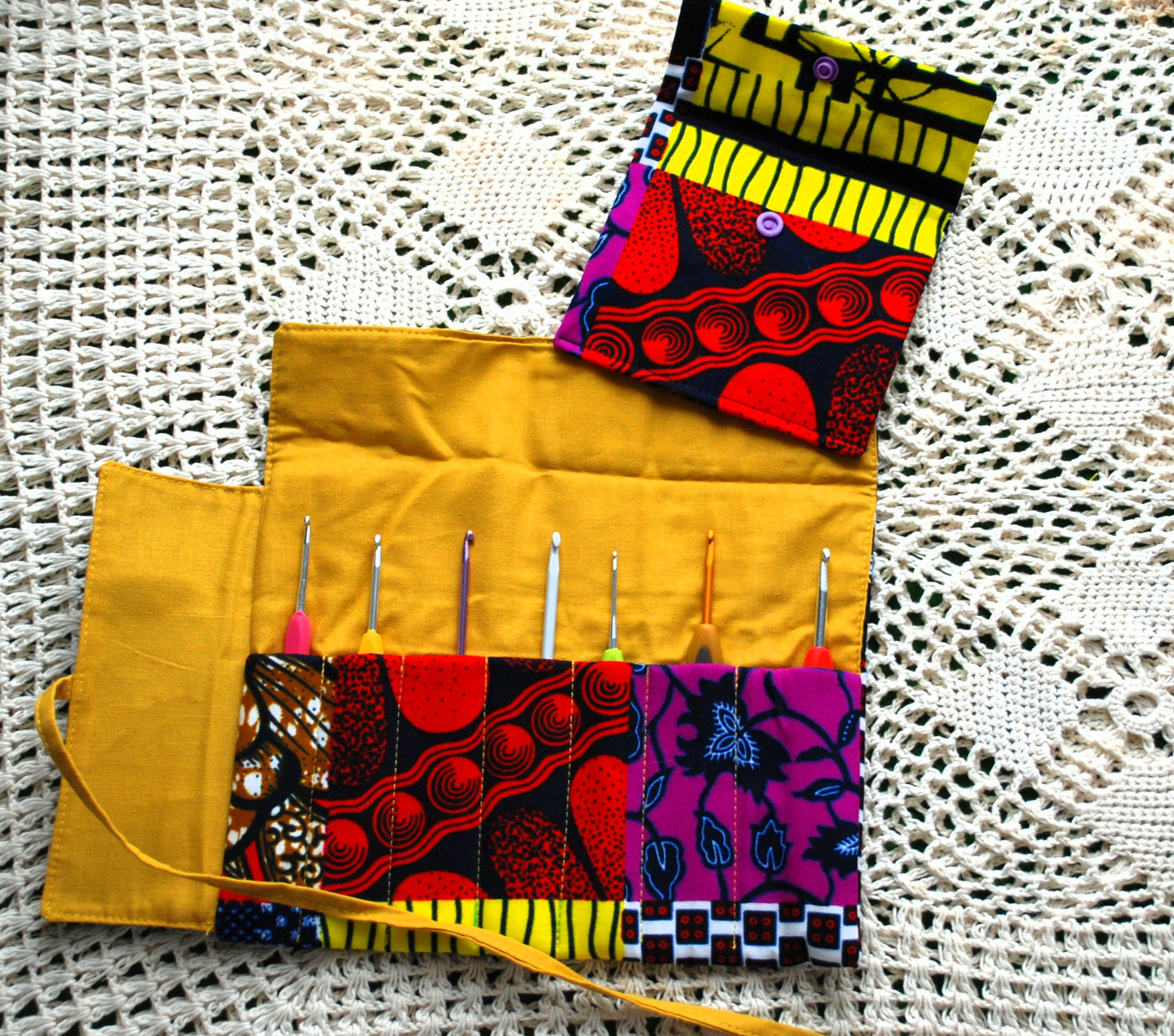 Crochet Hook Roll with notion pouch