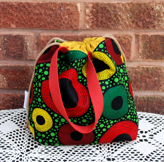 Medium Farai Project Bag Green Yellow Red African Print Fabric