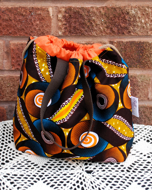 Medium Farai Project Bag Brown Yellow Blue African Abstract Print