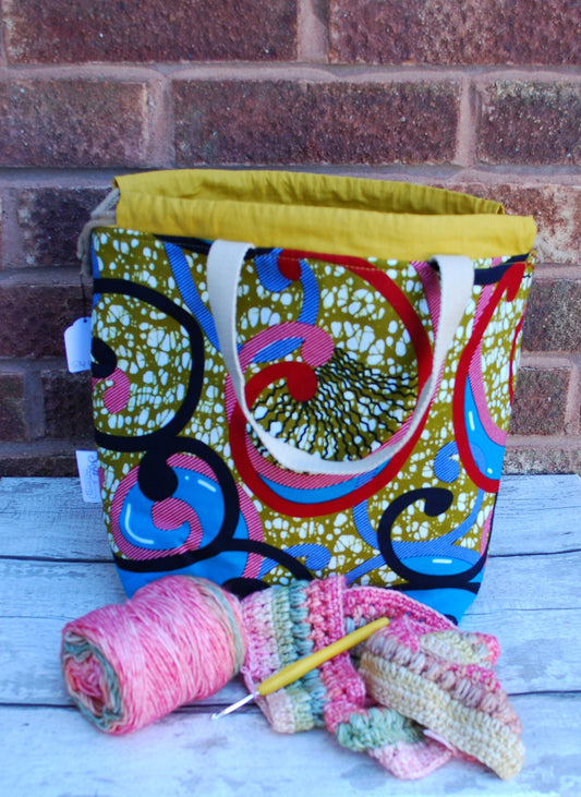 Large Colourful African Print Project Bag