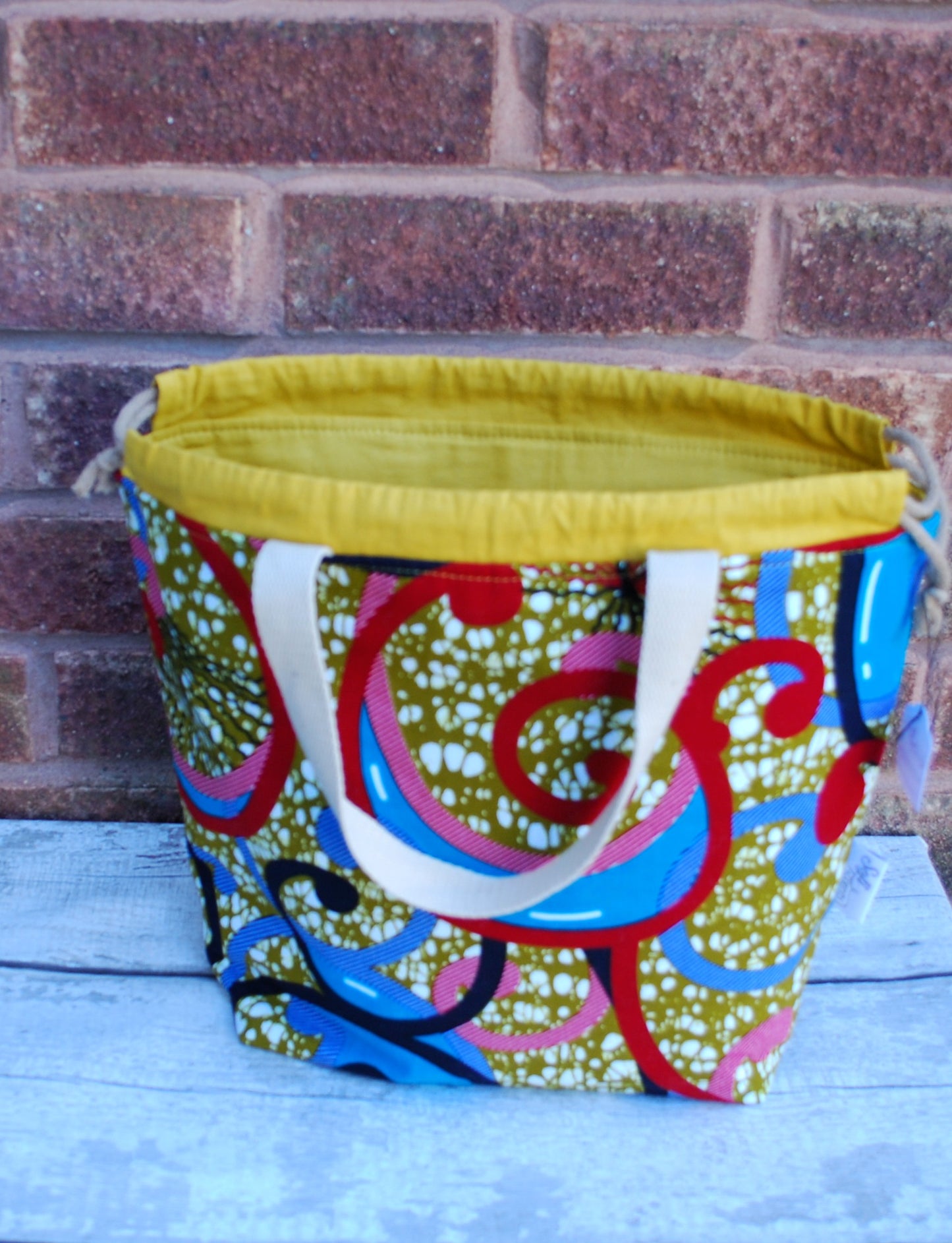 Large Colourful African Print Project Bag