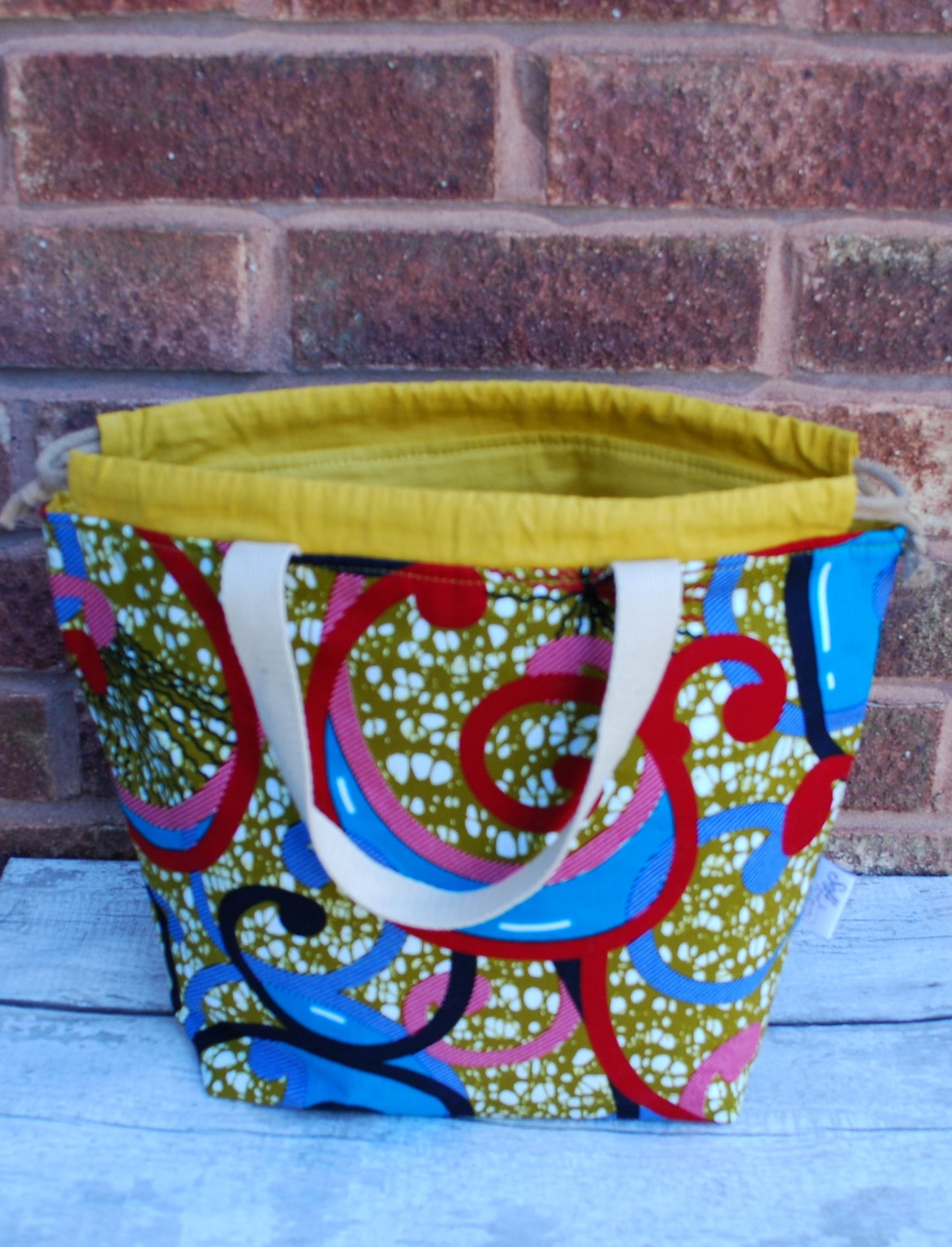 Large Colourful African Print Project Bag