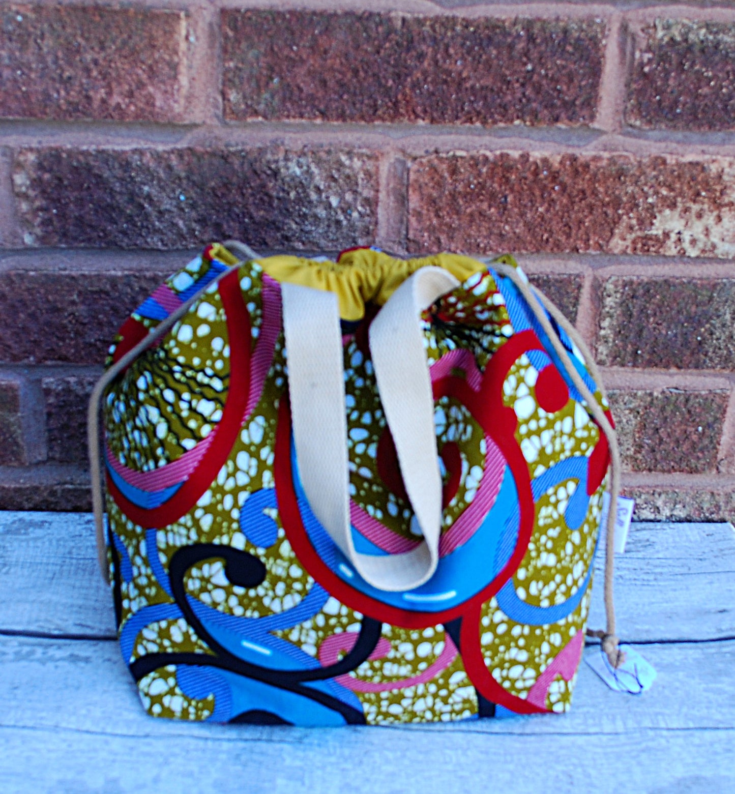 Large Colourful African Print Project Bag