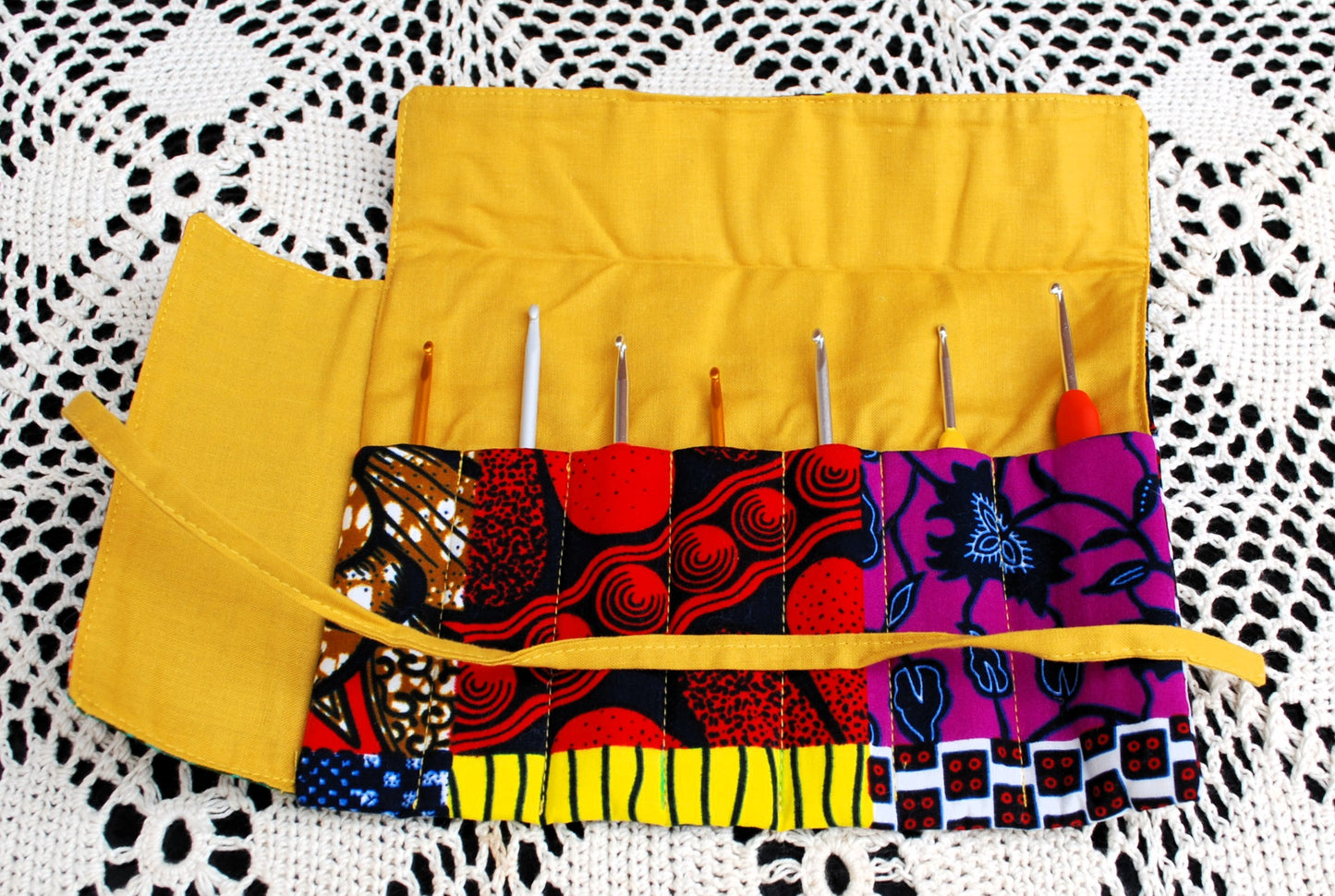 Crochet Hook Roll with notion pouch