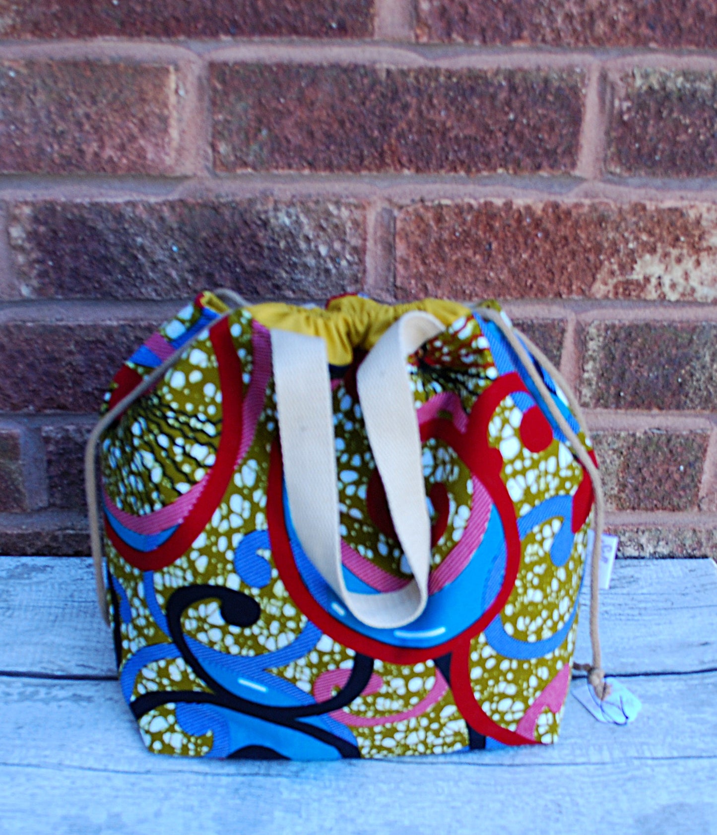 Large Colourful African Print Project Bag
