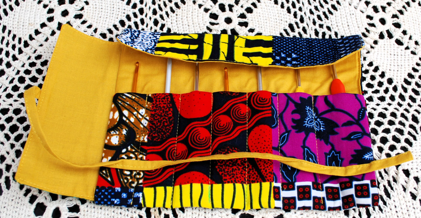 Crochet Hook Roll with notion pouch