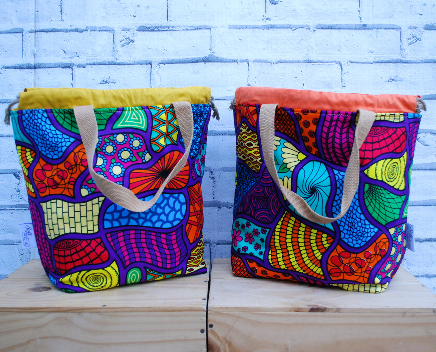 Large Colourful African Print Project Bag