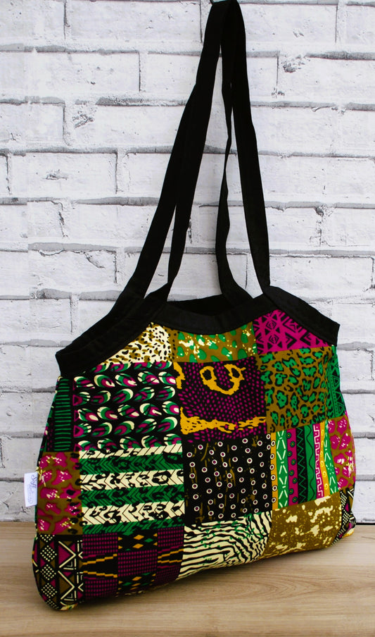Large Colourful African Print Fabric Tote Bag